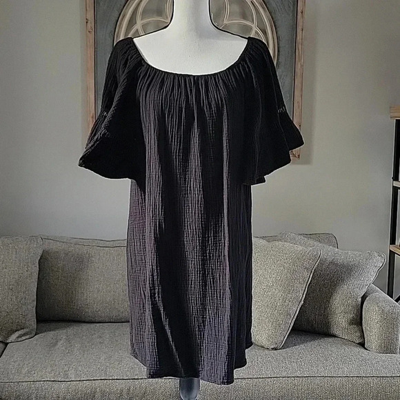 Maternal America Gauzy Cotton Maternity Womens‎ Dress Size Medium Black Dress - Picture 3 of 10